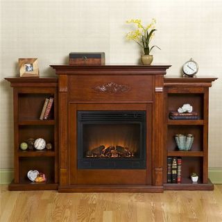 New Home Decor Living Room Mahogany Bookcase Electric Fireplace Remote