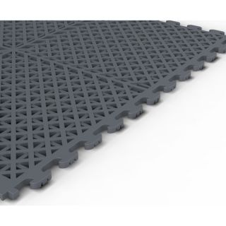 Vented Drain Pattern Modular Garage PVC Floor Tile in Dove Gray Pack