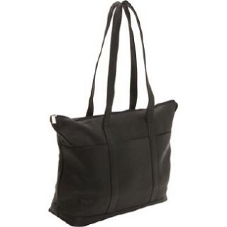 Handbags LeDonneLeather Double Strap Large Pocket Tote Black