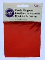 Wilton Red Foil Candy Lollipop Cake Pops Wrappers 50/pkg 4 x 4 New