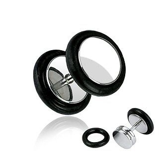 Fake Cheater Plugs 2G Look Stainless Steel with Double O Rings Ear 16g