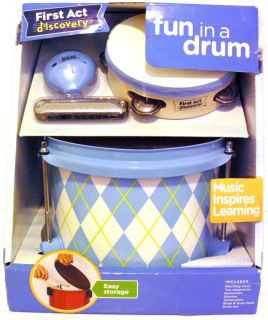 First Act Discovery Fun in a Drum Instrument Set Harmonica Tambourine