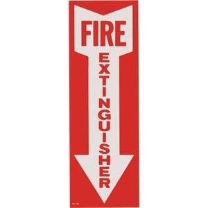 Fire Extinguisher With Arrow, Peel & Stick Vinyl Decal, Red & White, 4