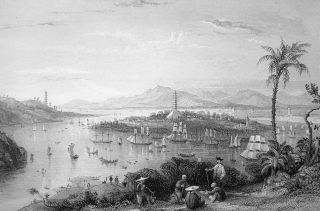 China View of Whampoa from Danes Island 1841 Antique Print by Thomas