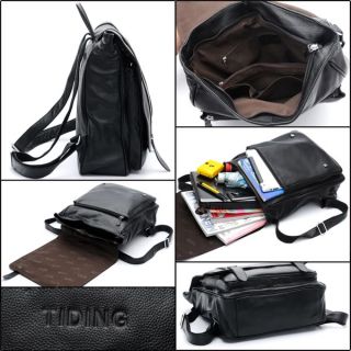 Tiding Fashion Style Mens Casual Backpack Soft Leather Unisex
