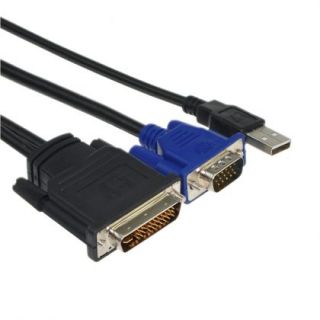  Pin DVI Male to 15 Pin VGA Male USB Male Cable for CRT LCD PC