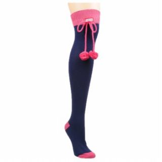 Accessories Hunter Boot Womens Pom Pom OTK Socks Navy/Pink