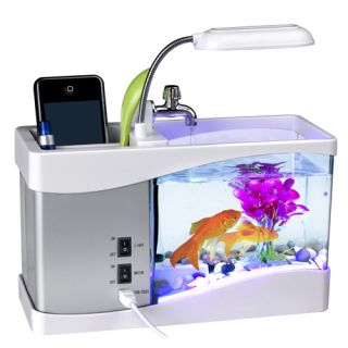 Mini USB LCD Desktop Lamp Light Fish Tank Aquarium Timer LED Clock