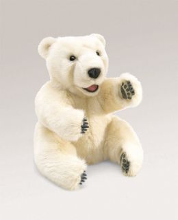 Folkmanis Puppets Sitting Polar Bear Plush Hand Puppet