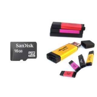 SanDisk 16GB MicroSD Memory Card w USB Flash Card Reader