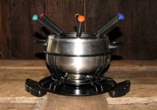 Vintage 16 Piece Stainless Steel Fondue Set Party