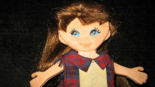 Original 1960s Vintage Ideal Flatsy Doll School Girl Cute Plaid Dress