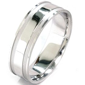  Double Inlay 6mm Flat Comfort Fit Wedding Ring Band Sz 7 12 10K
