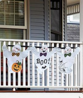 Halloween Flag Bunting 2 Style Pumpkins Jack O Lantern or Ghosts 20 x