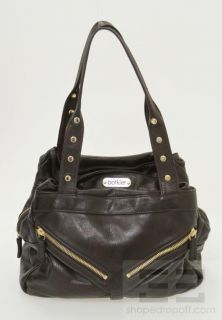 Botkier Dark Brown Leather Studded Flap Handbag