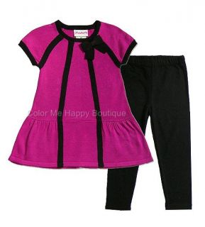 New Girls Boutique Flapdoodles Sz 2T Pink Black Sweater Outfit Dress