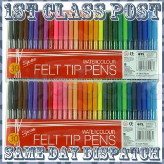 Large 60 Pack Felt Tip Pens Fibre Tipped Colouring Pens
