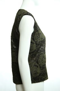 Proenza Schouler Sleeveless Forest Green Lace Top Blouse Size 4 S