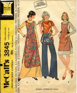  Vintage 1973 Apron Tunic Pattern Size SM Med
