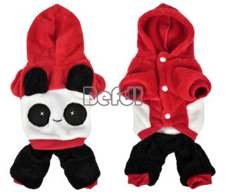 Casual Panda Pattern Pet Dog Hooded Coat Jumpsuit Clothes Apparel s M