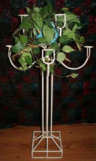  Iron Shabby White Floor Standing Candelabra Candle Holder Plant Stand