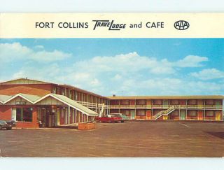   1980 OLD CARS & TRAVELODGE MOTEL Ft. Fort Collins Colorado CO u0621