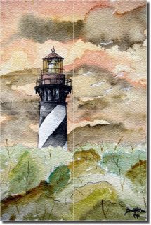 Lighthouse Seascape Art Wall Floor Glass Tile Mural