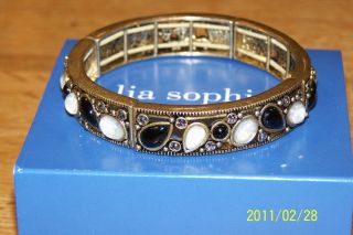 Lia Sophia Smokey Stretch Bracelet MOP and Cut Crystals 12046 New RV $