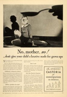  ad fletcher s castoria constipation laxative boy original advertising