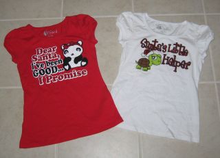  Red White Girl Christmas Tops T Shirts Sz 9 10 Forever Orchid