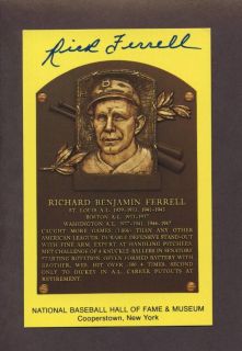 Rick Ferrell Yellow Hall of Fame Postcard Signed D 1995
