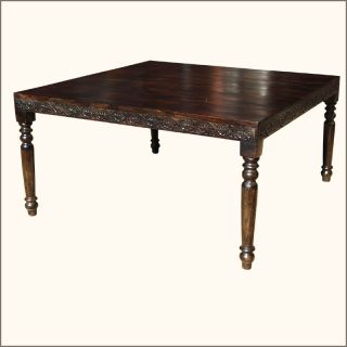 80 Espresso Solid Wood Carved Dining Room Table for 8 Big People