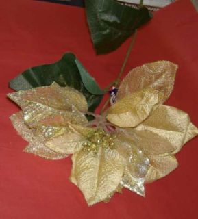 Gold Artificial Christmas Poinsettia Silk Flowers E764
