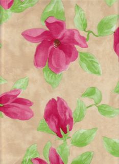 Floral Design Vinyl Tablecloth Flannel Backing Pink Beige Flowers Free