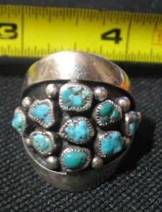 Vintage Navajo Silver Turquoise Ring by Tom Bahe w W