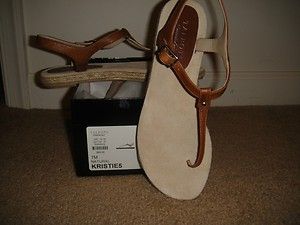 Talbots Kristie5 T Strap Sandals in Natural Brown size 7 Brand New in
