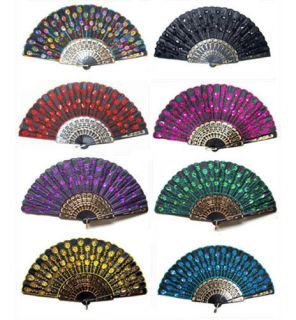  Spanish Embroidered Cloth Folding Hand Fans Flowery Silk Fan