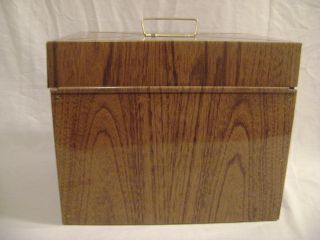  PortaFile Wood Grain Metal Safe Storage Box Home Office File w/ Key