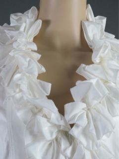 Anne Fontaine White Ruffle Kimmy Cotton Blouse Top Corset Lace