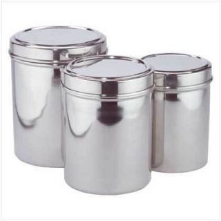  of 3 Stainless Steel Kitchen Canisters Food Storage Coffee Flour Sugar