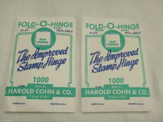 Vintage Fold O Hinge Stamp Hinges 2 Packs of 1000 Pieces Flat Harold