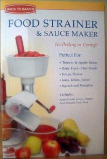 Back to Basics Food Strainer Sauce Applesauce Maker
