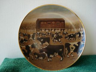 Spring Pasture Franklin Mint Collectable Plate Lowell Herrero Cow Barn