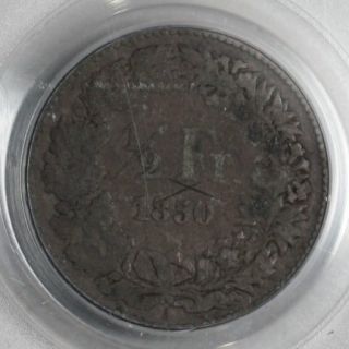1850 A PCGS Genuine Switzerland Silver 1 2 Franc RARE Date