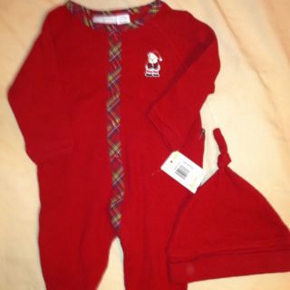 First Impressions Baby Boy Red Waffle Weave Two Piece Christmas Set Sz