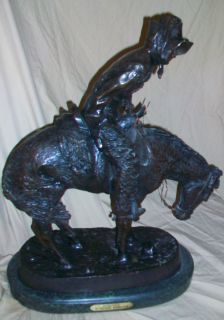 VINTAGE 1970s FREDERIC REMINGTON BRONZE STATUE, THE NORTHER