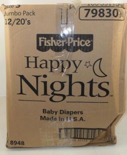 Fisher Price Happy Nights Baby Diapers 12 Packs of 20 Size 3 $65 Value