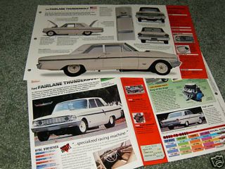 1964 Ford Fairlane Thunderbolt Spec Info Brochure Ad 64