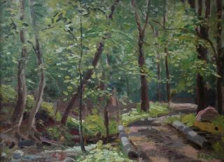 Frank A Barney New York Impressionist Wooded Landscape Circa 1920s