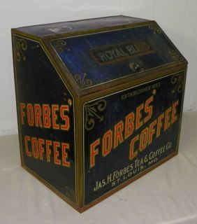 Forbes Coffee Advertising Large Tin Dispensing Bin Country Store Item